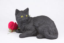 Black Coat Shorthair Cat Figurine Pet Urn