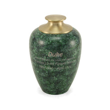 Green Alloy Large Pet Urn with High Marble Gloss Design - Personalized