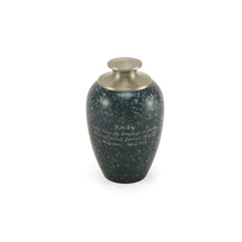 Blue Alloy Small Pet Urn with High Marble Gloss Design - Personalized