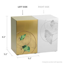 Ginkgo Leaf Bronze Companion Urn - Left Side - Dimensions