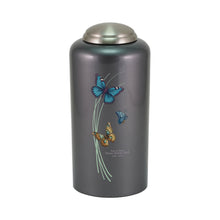 Threaded Lid Butterfly Design Dark Gray Adult Cremation Urn - Personalized