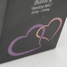 Black Marble Pink Heart Inlay Medium Pet Cremation Urn - Artistic