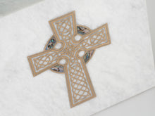 Gold Celtic Cross White Marble Adult Cremation Urn - Artistic