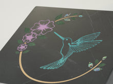 Hummingbird Teal Balck Marble Adult Cremation Urn - Artistic