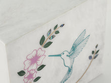 Hummingbird Teal White Marble Adult Cremation Urn - Artistic