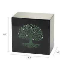 Green Tree of Life Black Marble Adult Cremation Urn - Dimensions