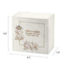 Gold Wildflower White Marble Adult Cremation Urn - Dimensions