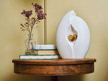 Gold Heart White Ceramic Adult Cremation Urn - Lifestyle