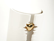 White Heart Column Lighted Ceramic Adult Cremation Urn - Artistic