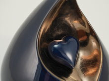 Cobalt Teardrop Heart Ceramic Adult Cremation Urn - Artistic
