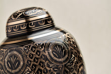 Classic Hand-Engraved Ornate Brass Black Adult Cremation Urn - Artistic