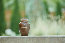 Classic Granite Brown Gold Accent Ring Medium Cremation Urn - Lifestyle