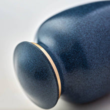 Speckled Blue Brass Large Pet Urn with Accent Ring - Artistic