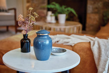 Classic Granite Blue Gold Accent Ring Medium Cremation Urn - Lifestyle