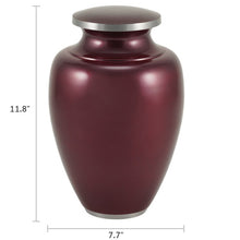 Classic Vase Form Garnet Extra Large Cremation Urn - Dimensions