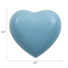 Pearl Blue Glossy Heart Small Cremation Urn - Dimensions