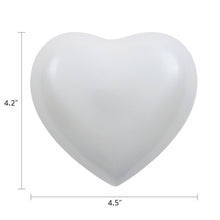 Pearl White Glossy Heart Small Cremation Urn - Dimensions