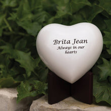 Pearl White Glossy Heart Small Cremation Urn - Personalized