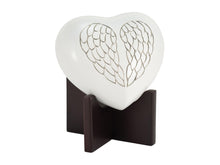 Angel Wings Pearl White Heart Small Cremation Urn - Artistic