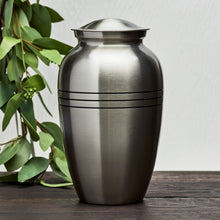 Pewter Brass Extra Large Pet Urn with Classic Three Bands - Lifestyle