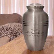 Pewter Brass Extra Large Pet Urn with Classic Three Bands - Personalized