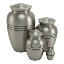 Pewter Brass Large Pet Urn with Classic Three Bands - Size