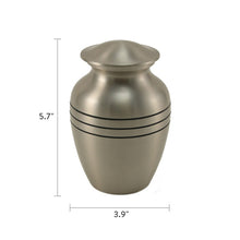 Classic Pewter Three Band Medium Cremation Urn - Dimensions