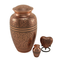 Classic Hand Etched Oak Leaves Copper Keepsake Urn - Series