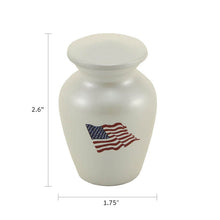 Classic American Flag White Keepsake Urn - Dimensions 