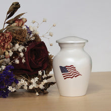 Classic American Flag White Keepsake Urn - Lifestyle