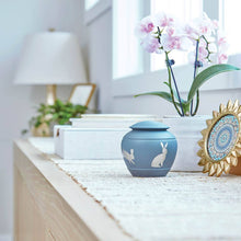 Textured Brown Rabbit Silhouette Medium Pet Cremation Urn - Lifestyle 