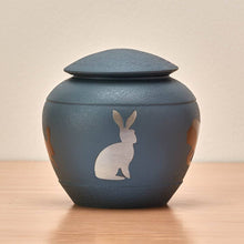 Textured Brown Rabbit Silhouette Medium Pet Cremation Urn - Lifestyle 