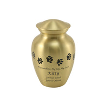 Classic Brass Paw Print Band Pet Medium Cremation Urn - Personalized