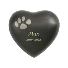 Slate Brass Heart Keepsake Pet Urn with Classic Paw Print - Personalized