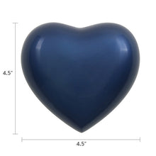 Navy Blue Glossy Heart Small Pet Cremation Urn - Dimensions