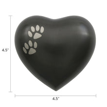 Two Pewter Paw Slate Heart Small Pet Cremation Urn - Dimensions