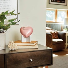 Two Pewter Paw Pink Heart Small Pet Cremation Urn - Lifestyle