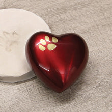 Crimson Heart Paw Print Pet Keepsake Urn - Lifestyle