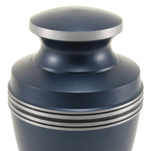 Grecian Blue Matte Finish and Accent Bands Adult Cremation Urn - Artistic