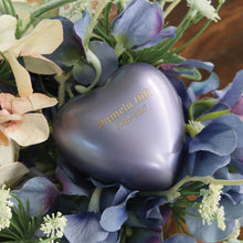 Matte Periwinkle Brass Heart Keepsake Urn - Lifestyle