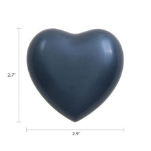 Moonlight Blue Brass Heart Keepsake with Glossy Finish - Dimensions