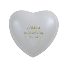 White Brass Heart Keepsake with Pearl Gloss Finish - Personalized