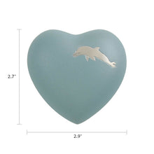 Aero Dolphin Heart Keepsake Urn - Dimensions