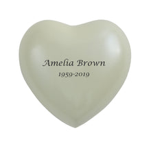 Pearl White Brass Heart Keepsake Urn - Personalized