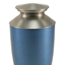 Narrow Conical Blue Aluminum & Brass Adult Cremation Urn - Artistic