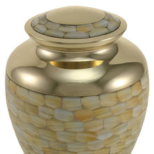 Brass Mother of Pearl Extra Large Cremation Urn - Artistic