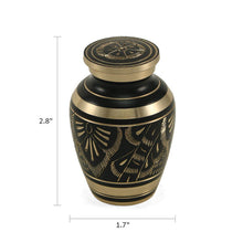 Slender Vase Engraved Brass Ornate Pattern Keepsake Urn - Dimensions