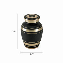 Brass Onyx Engraving Band Black Keepsake Urn - Dimensions