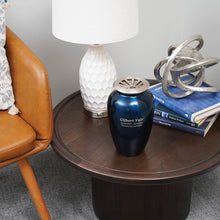 Classic Sunray Lid Blue Frost Scattering Adult Cremation Urn - Lifestyle