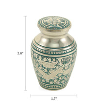 Hand Engraved Contrasting Bird Keepsake Urn - Dimensions